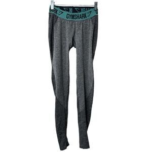 Gymshark Flex High Waisted Leggings Grey Booty Sculpt Blue Waistband Sz Small